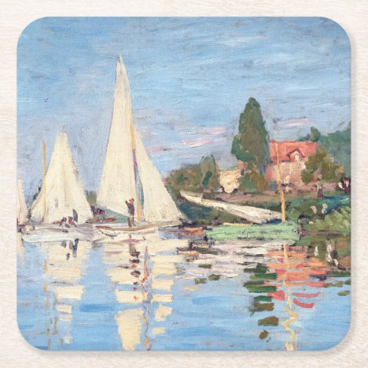 Claude Monet - Regattas in Argenteuil Rechteckiger Pappuntersetzer (Vorderseite)
