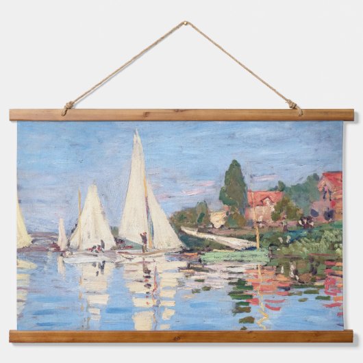 Claude Monet - Regattas in Argenteuil Wandteppich Mit Holzrahmen (Vorne)