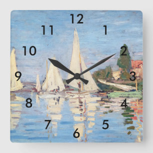 Claude Monet - Regatten in Argenteuil Quadratische Wanduhr