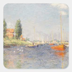 Claude Monet. Rote Boote, Argentinien Quadratischer Aufkleber