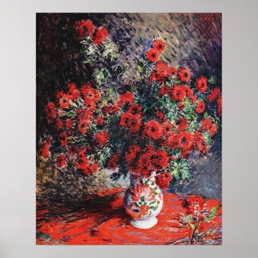 Claude Monet_Rote Chrysanthemen Blumen - Poster (Vorne)