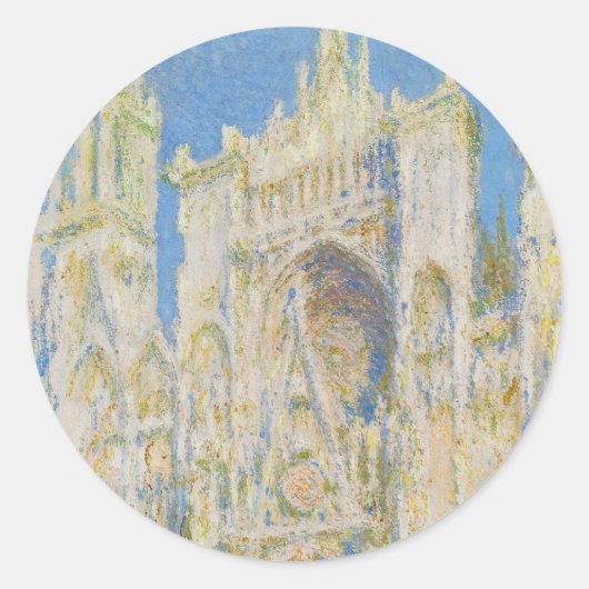 Claude Monet Rouen Cathedral Portal Morning Light Runder Aufkleber (Vorderseite)