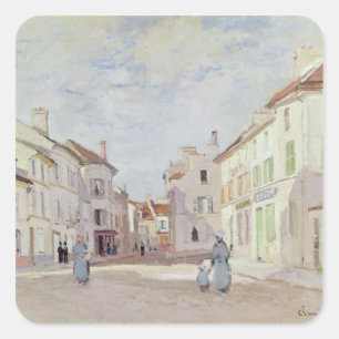 Claude Monet Rue de la Chaussee in Argenteuil Quadratischer Aufkleber