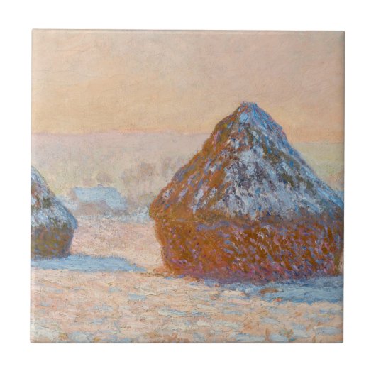 Claude Monet - Rührstäbe, Schneeeffekt, Morgen Fliese (Vorderseite)