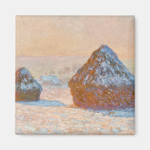 Claude Monet - Rührstäbe, Schneeeffekt, Morgen Magnet