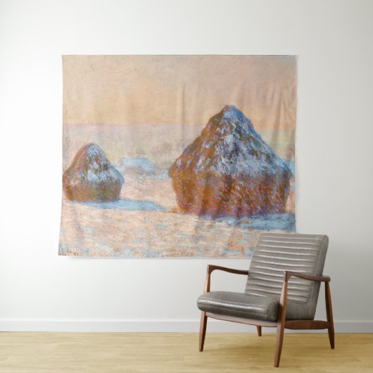 Claude Monet - Rührstäbe, Schneeeffekt, Morgen Wandteppich (Beispiel (Horizontal))