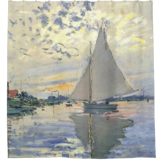 Claude Monet - Sailboat At Le Petit Gennevilliers Duschvorhang (Vorderseite)