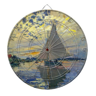 Claude Monet - Sailboat bei Le Petit-Gennevilliers Dartscheibe