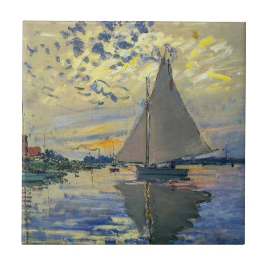Claude Monet - Sailboat bei Le Petit-Gennevilliers Fliese (Vorderseite)
