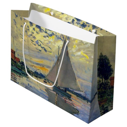 Claude Monet - Sailboat bei Le Petit-Gennevilliers Große Geschenktüte (Vorderseite Schrägansicht)