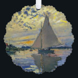 Claude Monet - Sailboat bei Le Petit-Gennevilliers Ornament Karte<br><div class="desc">Sailboat at Le Petit-Gennevilliers / Voilier au Petit-Gennevilliers - Claude Monet,  1874</div>
