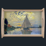 Claude Monet - Sailboat bei Le Petit-Gennevilliers Serviertablett<br><div class="desc">Sailboat at Le Petit-Gennevilliers / Voilier au Petit-Gennevilliers - Claude Monet,  1874</div>