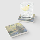 Claude Monet - Sailboat bei Le Petit-Gennevilliers Steinuntersetzer (Seitenansicht)