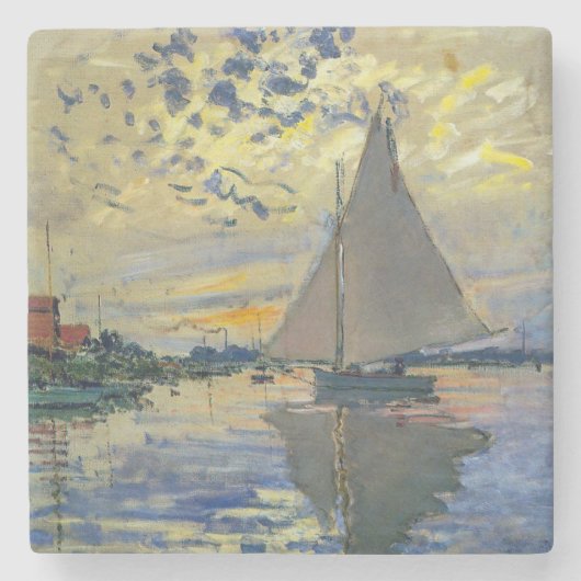 Claude Monet - Sailboat bei Le Petit-Gennevilliers Steinuntersetzer (Vorderseite)