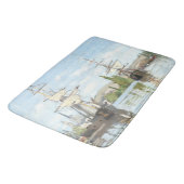 Claude Monet. Schiffe, die auf der Seine in Rouen  Badematte (Schrägansicht)