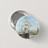 Claude Monet. Schiffe, die auf der Seine in Rouen  Button (Vorne & Hinten)