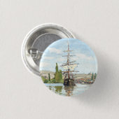Claude Monet. Schiffe, die auf der Seine in Rouen Button (Vorne & Hinten)