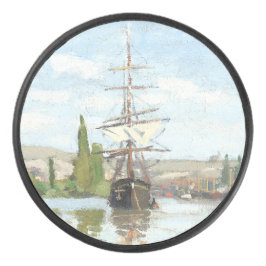 Claude Monet. Schiffe, die auf der Seine in Rouen  Eishockey Puck