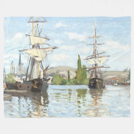 Claude Monet. Schiffe, die auf der Seine in Rouen  Fleecedecke (Vorderseite (Horizontal))