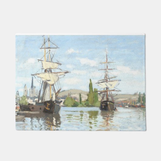 Claude Monet. Schiffe, die auf der Seine in Rouen  Fußmatte (Vorderseite)