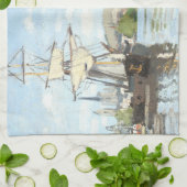 Claude Monet. Schiffe, die auf der Seine in Rouen  Geschirrtuch (Gefaltet)