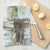 Claude Monet. Schiffe, die auf der Seine in Rouen  Geschirrtuch (Viertel Falte)