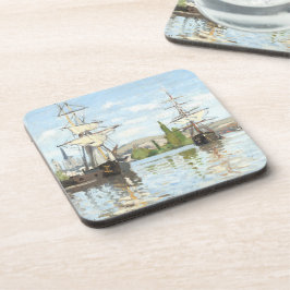 Claude Monet. Schiffe, die auf der Seine in Rouen  Getränkeuntersetzer