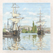 Claude Monet. Schiffe, die auf der Seine in Rouen Glasuntersetzer (Vorderseite)