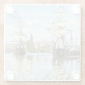 Claude Monet. Schiffe, die auf der Seine in Rouen Glasuntersetzer (Rückseite)