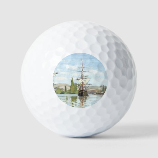 Claude Monet. Schiffe, die auf der Seine in Rouen Golfball (Vorderseite)