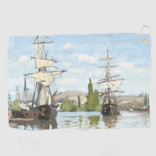 Claude Monet. Schiffe, die auf der Seine in Rouen Golfhandtuch (Horizontal)