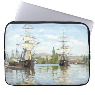 Claude Monet. Schiffe, die auf der Seine in Rouen  Laptopschutzhülle