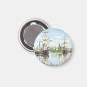 Claude Monet. Schiffe, die auf der Seine in Rouen  Magnet (Vorderseite/Rückseite)