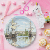 Claude Monet. Schiffe, die auf der Seine in Rouen  Pappteller (Party)