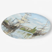 Claude Monet. Schiffe, die auf der Seine in Rouen  Pappteller (Schrägansicht)