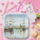 Claude Monet. Schiffe, die auf der Seine in Rouen  Pappteller (Party)