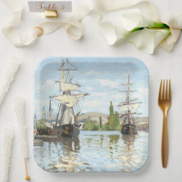 Claude Monet. Schiffe, die auf der Seine in Rouen  Pappteller