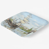 Claude Monet. Schiffe, die auf der Seine in Rouen  Pappteller (Gewinkelt)