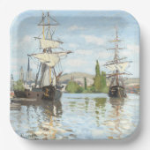 Claude Monet. Schiffe, die auf der Seine in Rouen  Pappteller (Vorderseite)