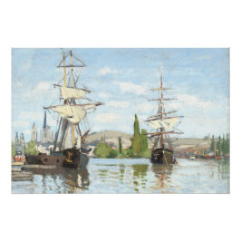 Claude Monet. Schiffe, die auf der Seine in Rouen  Poster