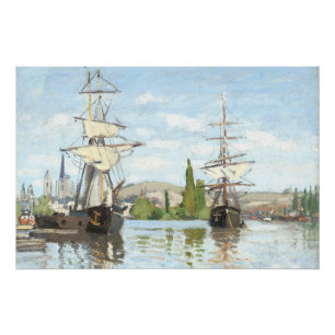 Claude Monet. Schiffe, die auf der Seine in Rouen  Poster