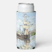 Claude Monet. Schiffe, die auf der Seine in Rouen Selters Dosenkühler (Seltzer Vorderseite)