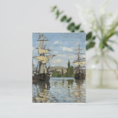 Claude Monet Schiffes auf der Seine Postkarte (Stehend Vorderseite)
