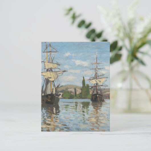 Claude Monet Schifffahrt auf der Seine in Rouen Postkarte (Stehend Vorderseite)