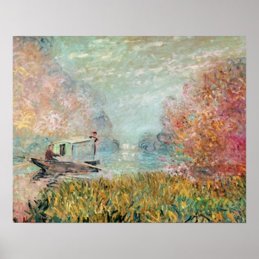 Claude Monet | Schiffsstudio auf der Seine Poster (Vorne)