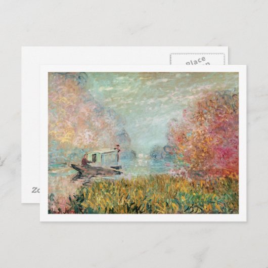 Claude Monet | Schiffsstudio auf der Seine Postkarte (Vorne/Hinten)