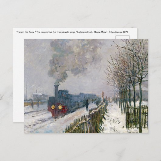 Claude Monet - Schneeausbildung / Lokomotive Postkarte (Vorne/Hinten)