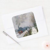 Claude Monet - Schneeausbildung / Lokomotive Quadratischer Aufkleber (Umschlag)