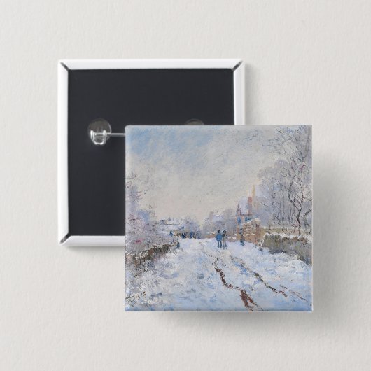 Claude Monet - Schneeszene in Argenteuil Button (Vorne & Hinten)