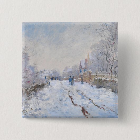 Claude Monet - Schneeszene in Argenteuil Button (Vorderseite)